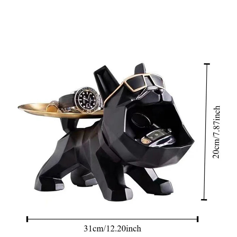 Bulldog Butler Resin Tray Statue