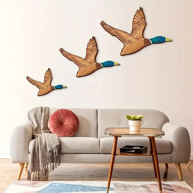 Wooden Flying Ducks Wall Art