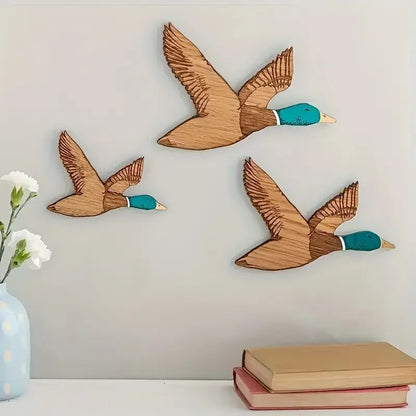 Wooden Flying Ducks Wall Art
