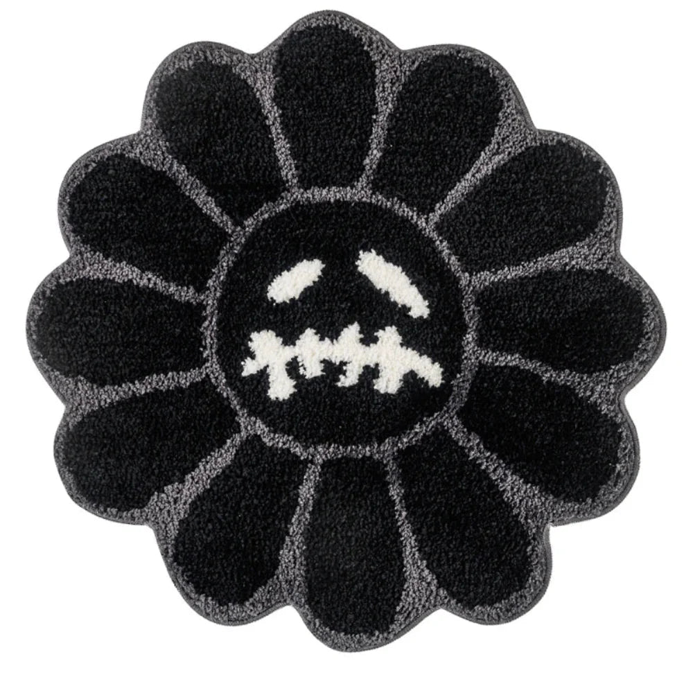 Smiling Face Tufted Flower Rug