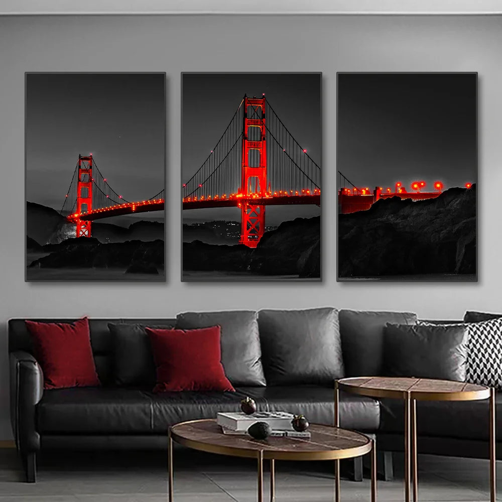 Golden Gate Bridge Night Canvas Set