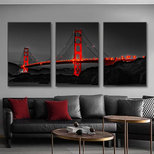 Golden Gate Bridge Night Canvas Set