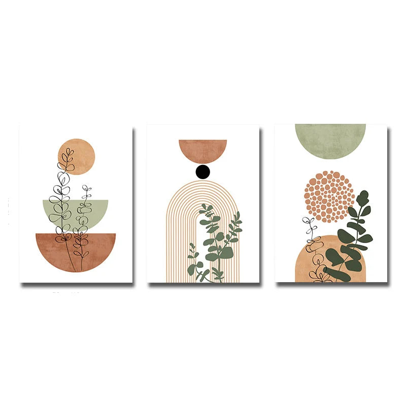 3-Piece Boho Abstract Botanical Wall Art