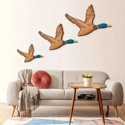 Wooden Flying Ducks Wall Art