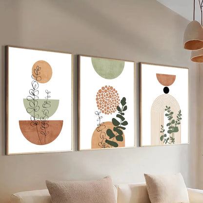 3-Piece Boho Abstract Botanical Wall Art