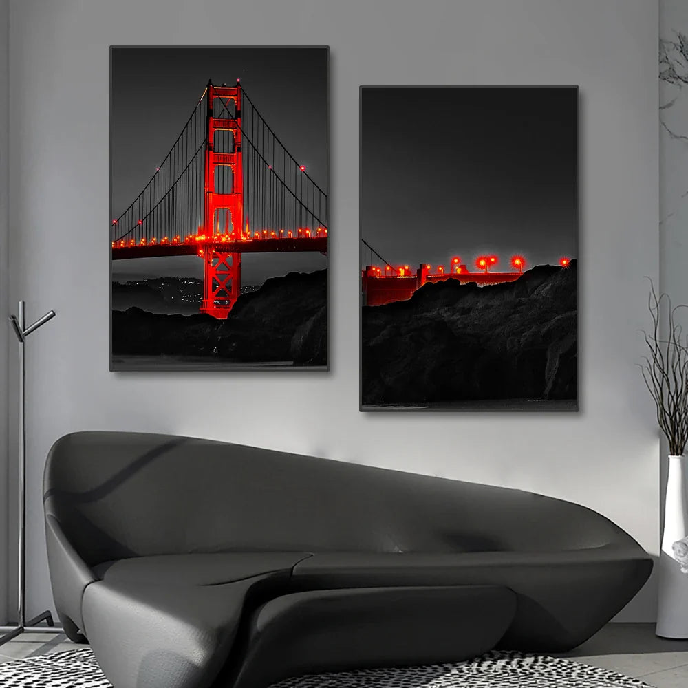 Golden Gate Bridge Night Canvas Set