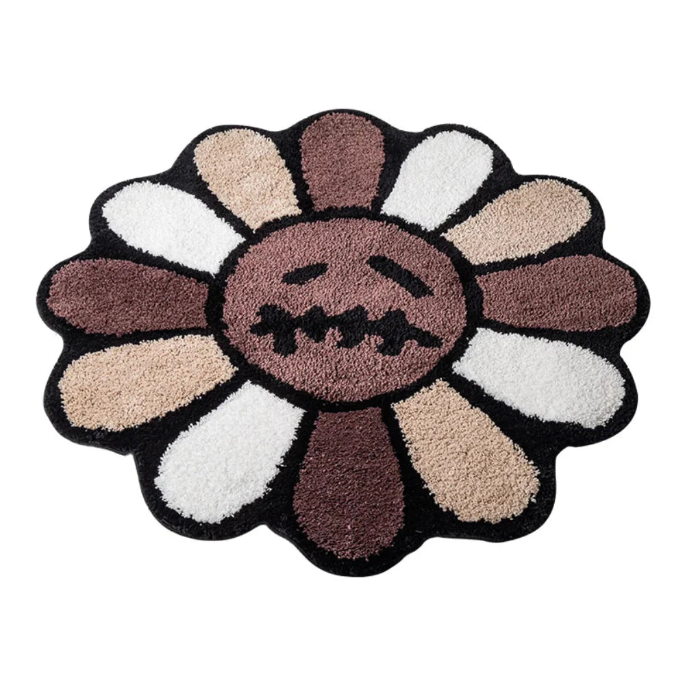 Smiling Face Tufted Flower Rug