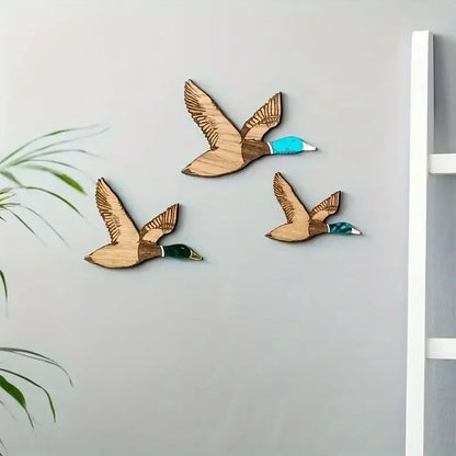 Wooden Flying Ducks Wall Art