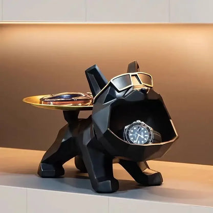 Bulldog Butler Resin Tray Statue