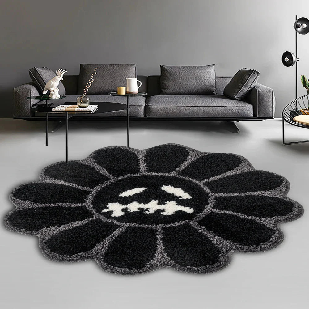 Smiling Face Tufted Flower Rug