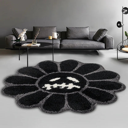 Smiling Face Tufted Flower Rug