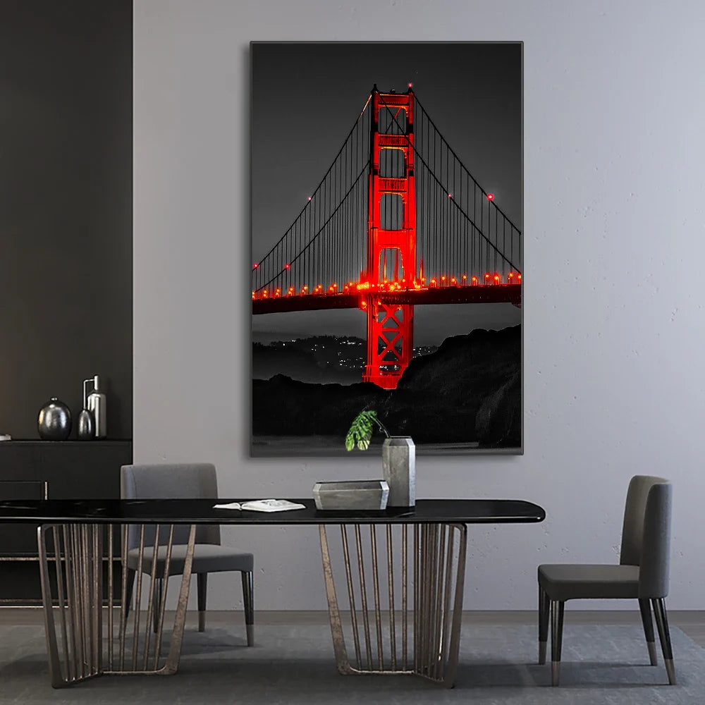 Golden Gate Bridge Night Canvas Set