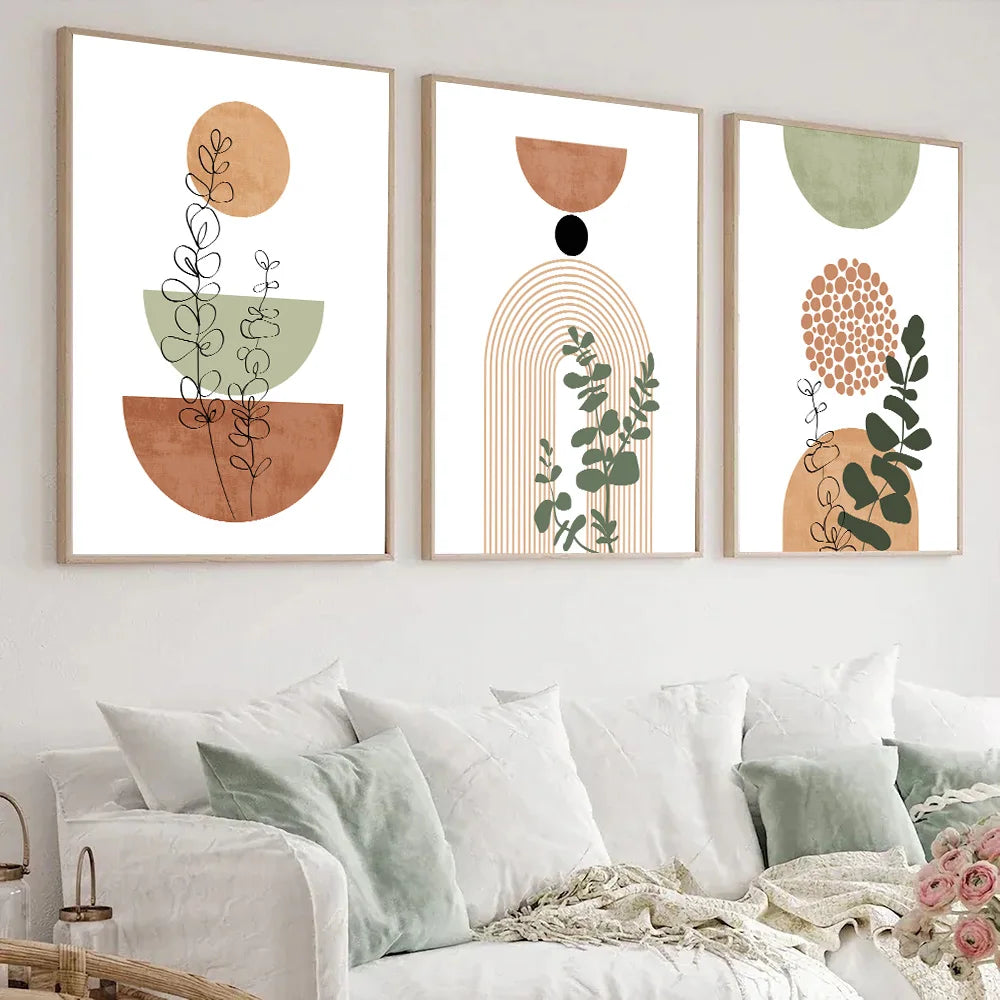3-Piece Boho Abstract Botanical Wall Art