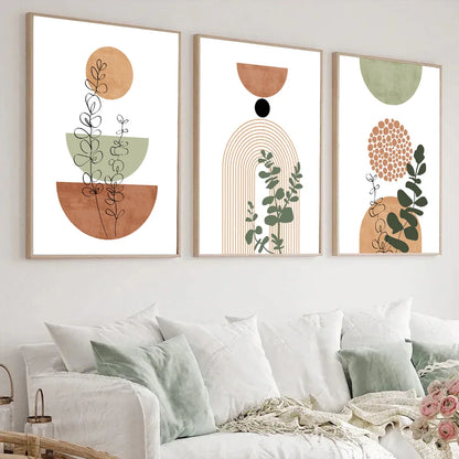 3-Piece Boho Abstract Botanical Wall Art