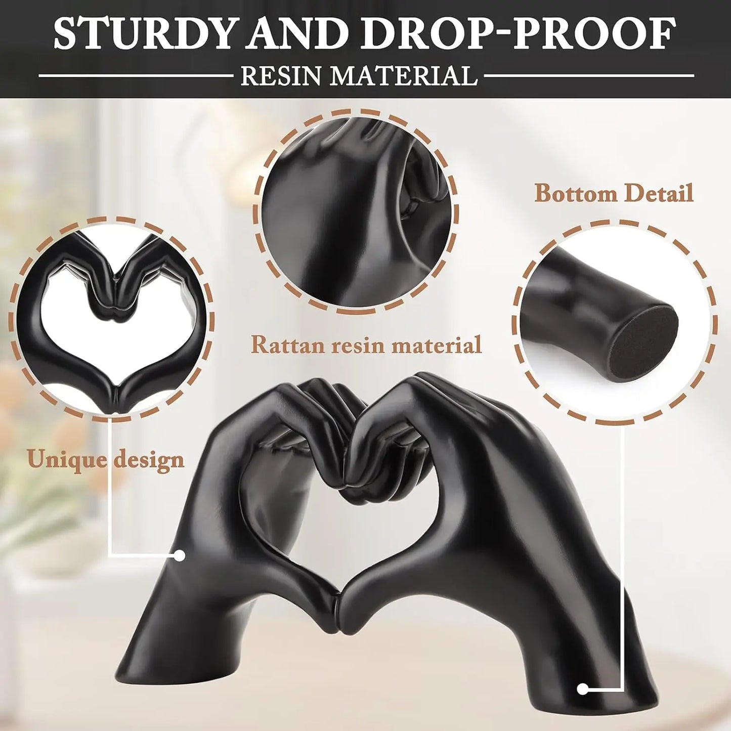 Romantic Heart Hands Sculpture for Home Decor